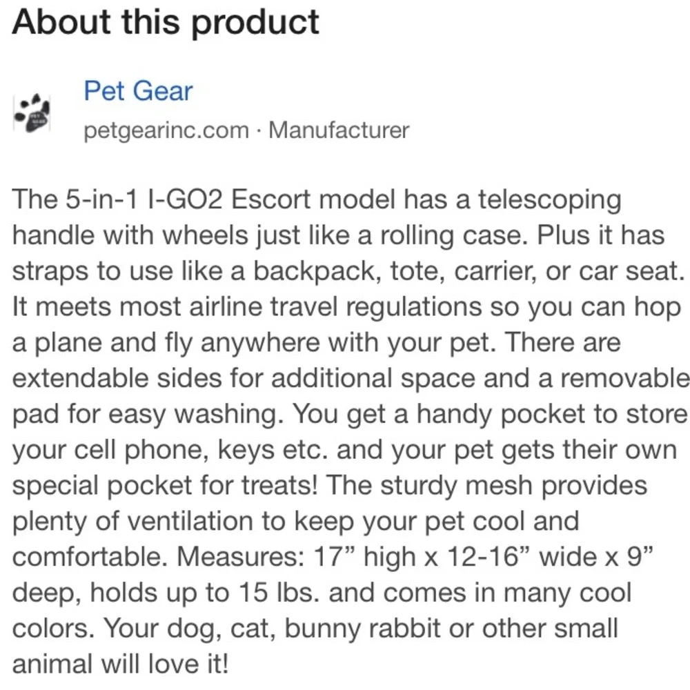 New PET GEAR I-GO2 Backpack & Rolling Carrier